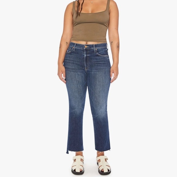 MOTHER The Insider Crop Step Fray In Teaming Up Jeans Size 26 Boot Cut - Picture 3 of 14